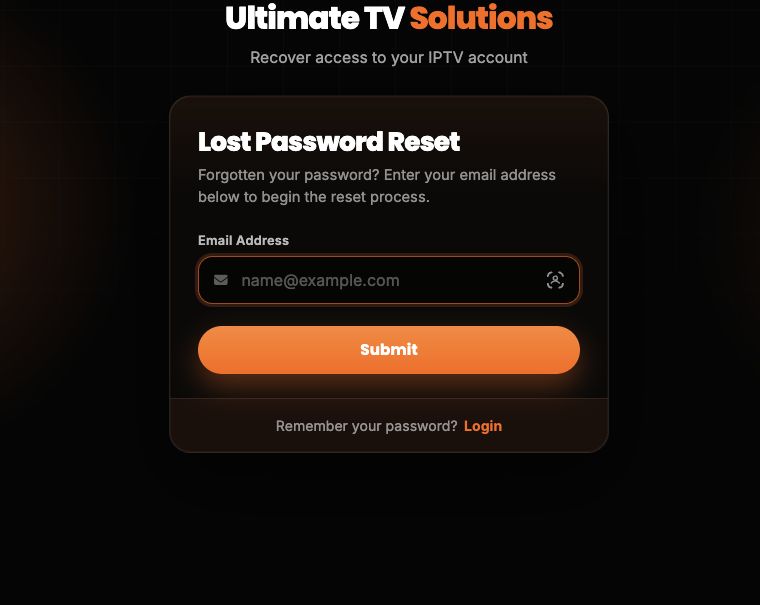 Lost Password Reset page with Email Address field and Submit button