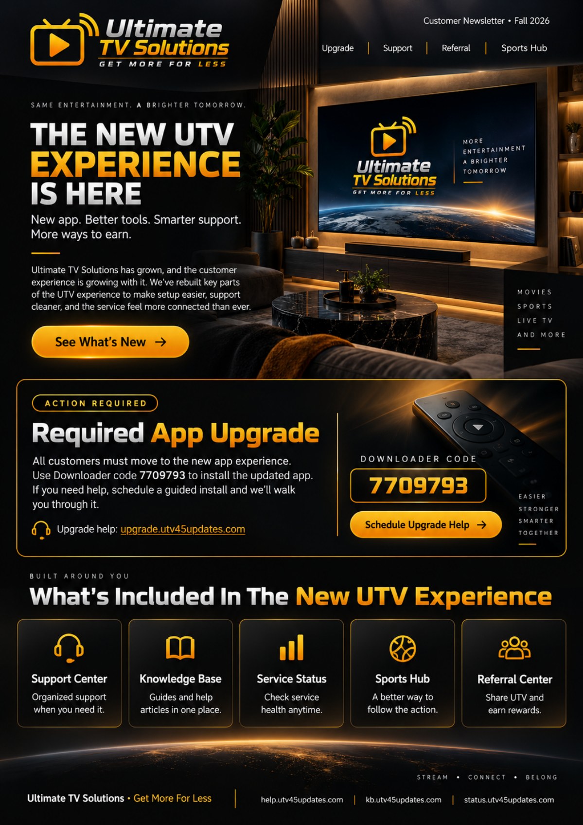 Newsletter page 1: The new UTV experience